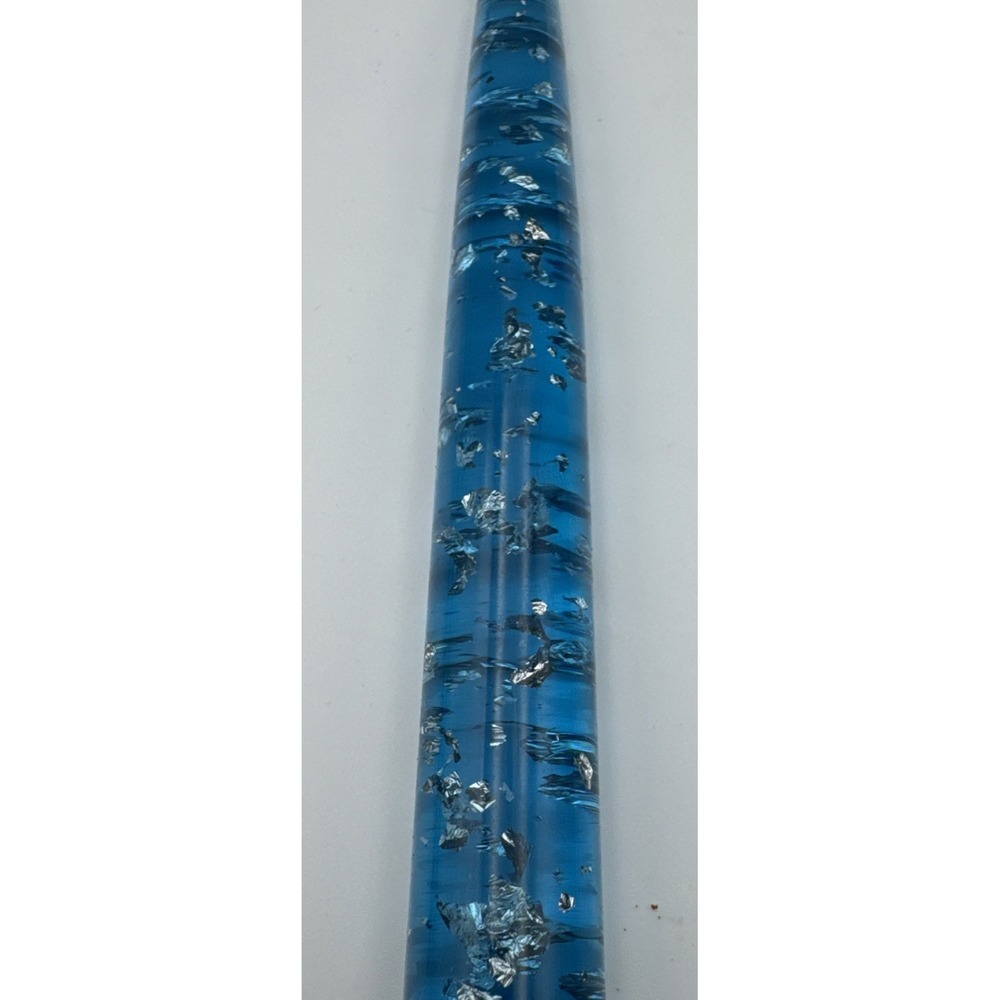 One Vintage Lucite Taper Candles Blue with Silver Flakes 8" MCM 1960's - Picture 4 of 4